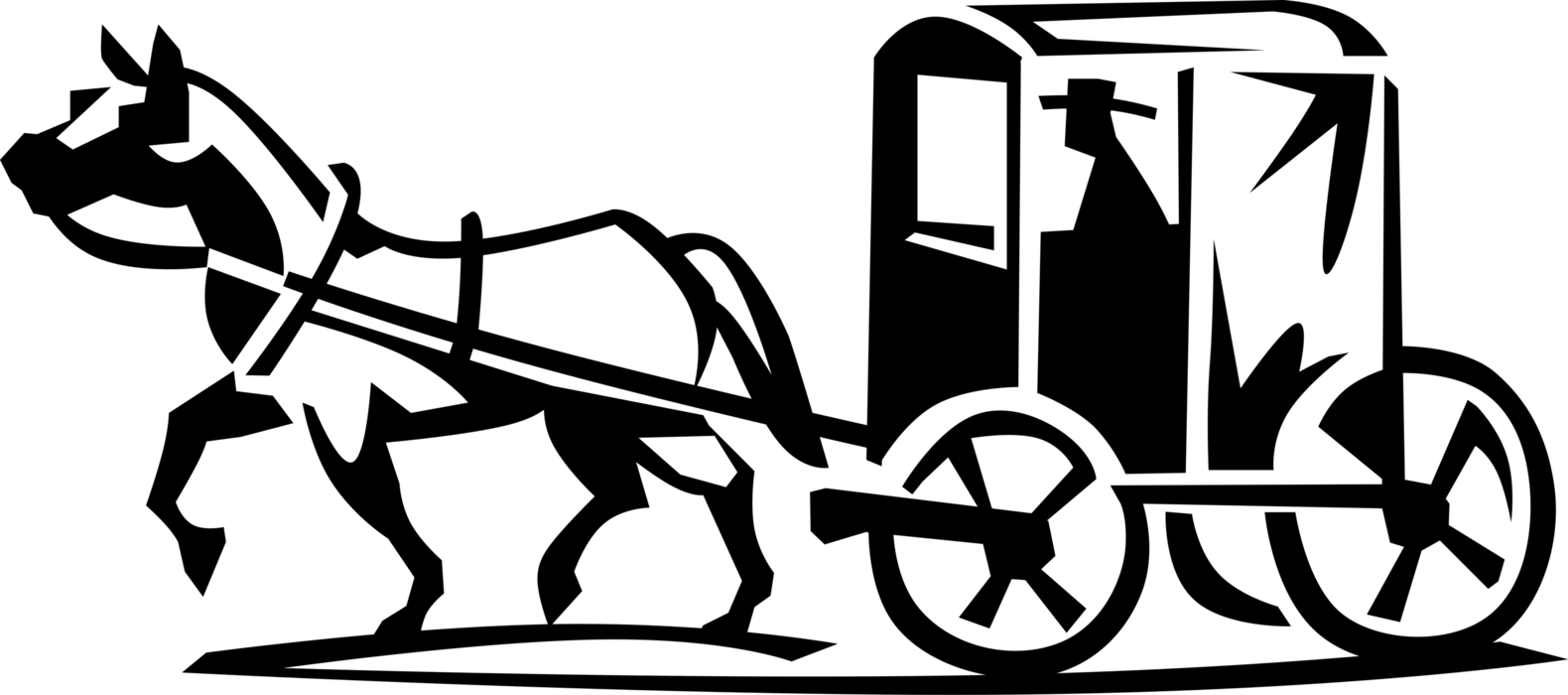Vector Illustration of Amish Pennsylvania Dutch Horse Drawn Carriage Horse and Buggy
