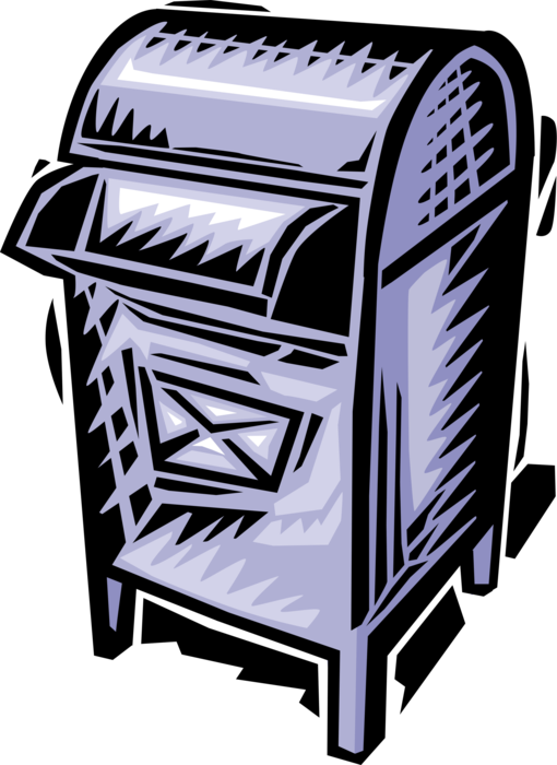 Vector Illustration of Post Box Mailbox, Collection Box, Letter Box, Drop Box Contains Outgoing Mail