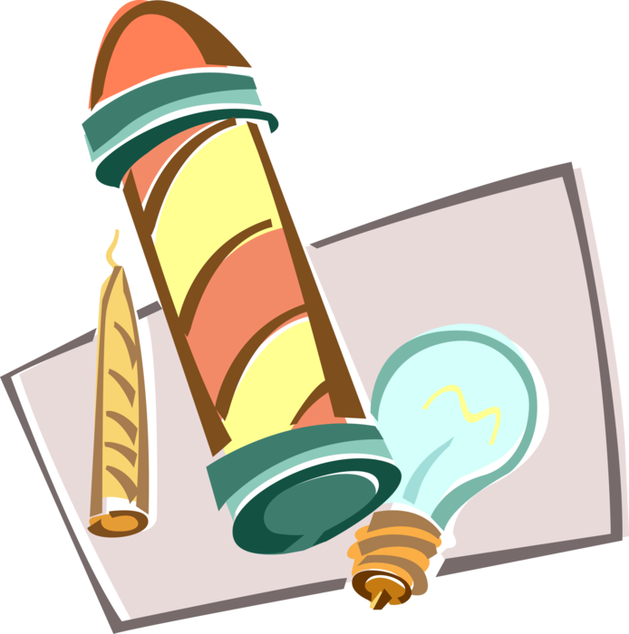 Vector Illustration of Electric Light Bulb and Barber Pole Lights
