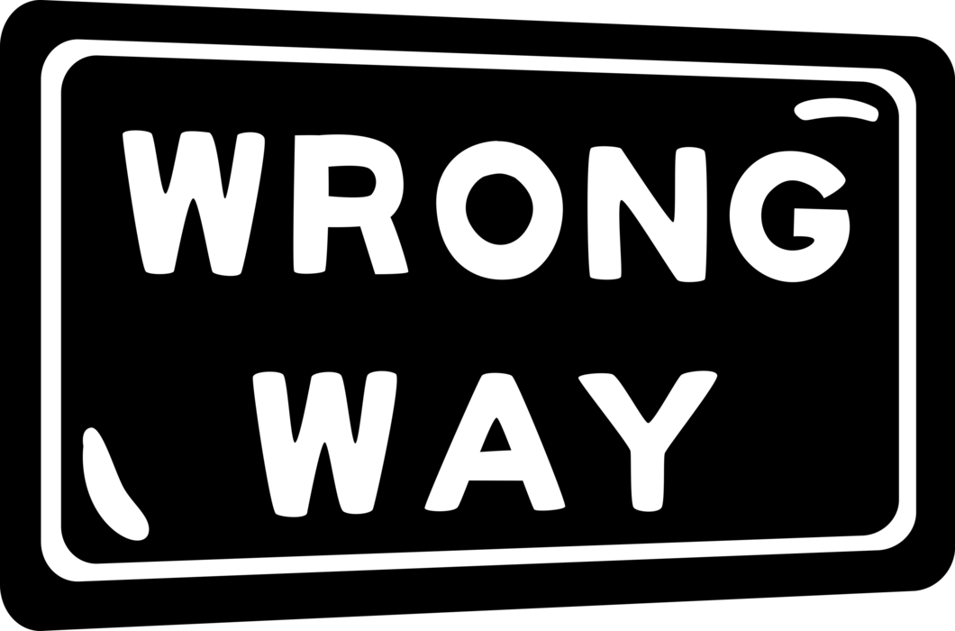 Vector Illustration of Highway Traffic Road Wrong Way Caution Sign