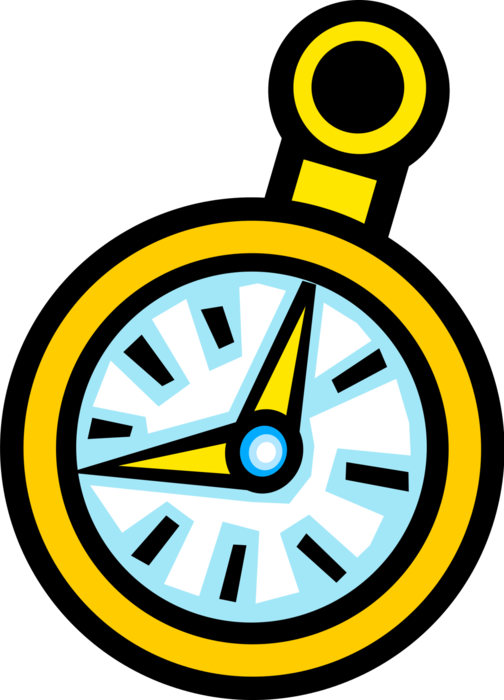 Vector Illustration of Pocket Watch or Pocketwatch Portable Timepiece Carried in Pocket