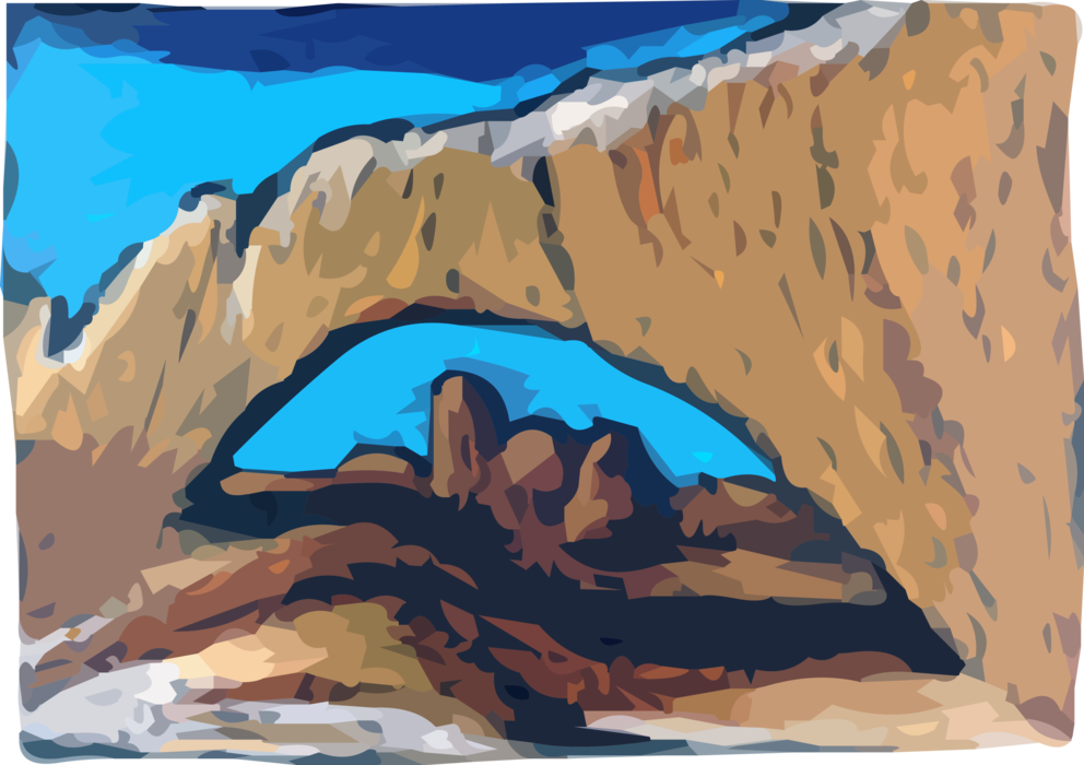 Vector Illustration of Arches National Park Natural Rock Formation, Moab, Utah, United States