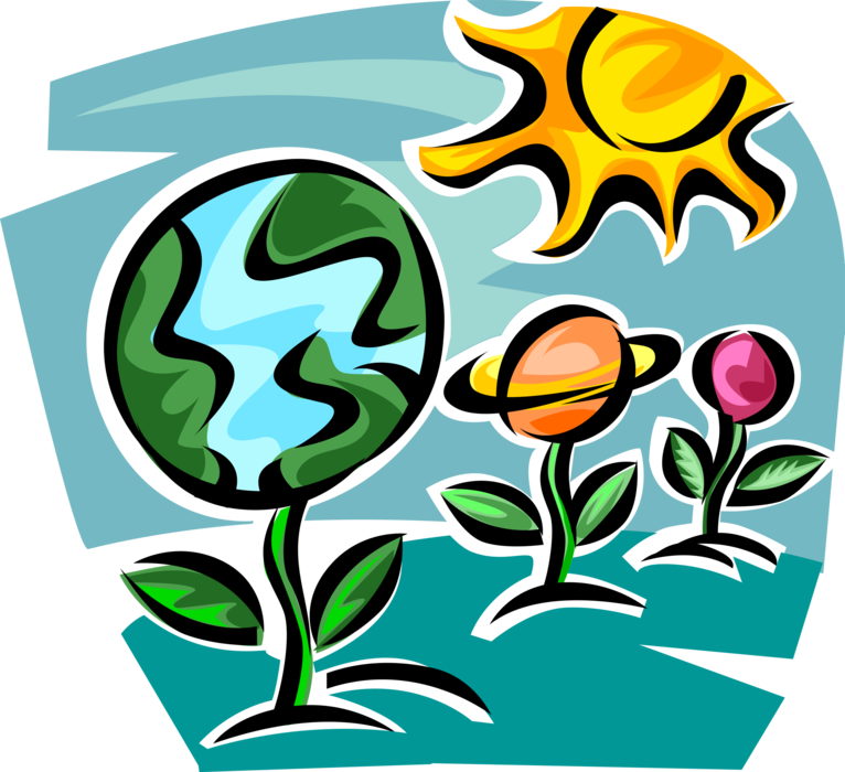 Vector Illustration of Planet Earth Climate Change Ecology and Environmental Sustainability Botanical Flower