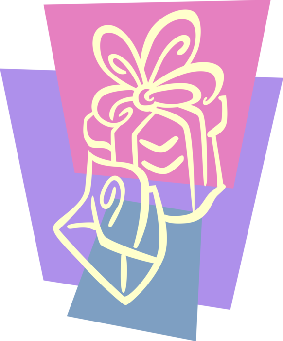 Vector Illustration of Gift Wrapped Christmas Presents with Ribbon Bow and Greeting Card