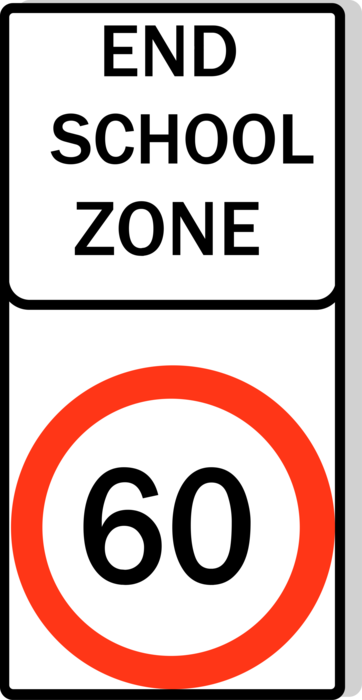 Vector Illustration of Australian Road Sign, End School Zone