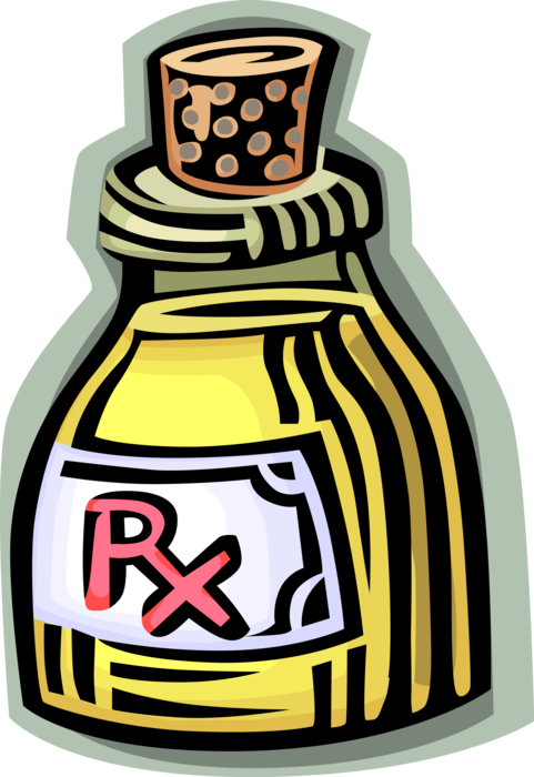 Vector Illustration of Prescription Medicine Pill Bottle with Rx Medication