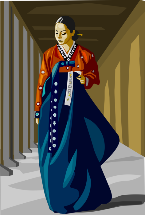 Vector Illustration of Traditional South Korean Clothing Choson Dynasty