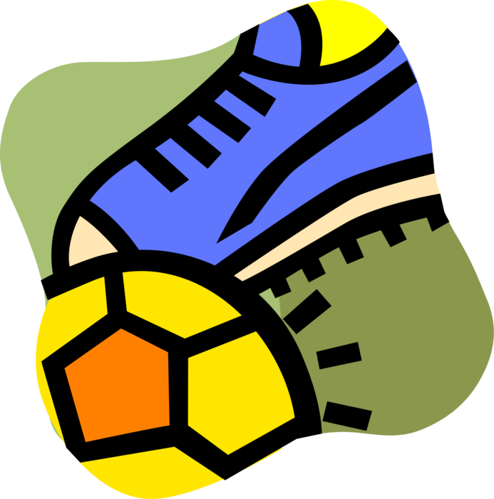 Vector Illustration of Sport of Soccer Football Cleat Shoe Footwear Kicks Ball