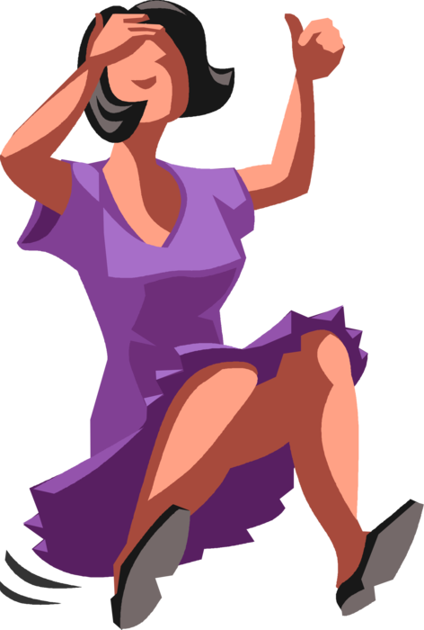 Vector Illustration of Businesswoman Blindly Overlooks Danger and Jumps In Feet-First without Hesitation