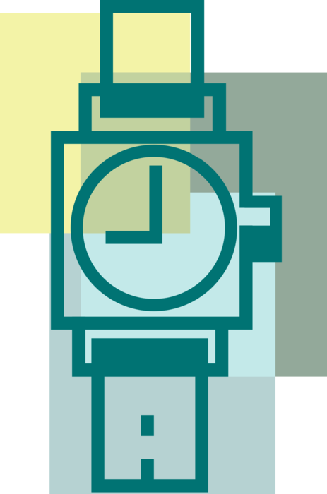 Vector Illustration of Wristwatch Timepiece Watch Keeps Time