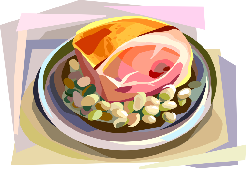 Vector Illustration of Danish Back Bacon Dinner Meal