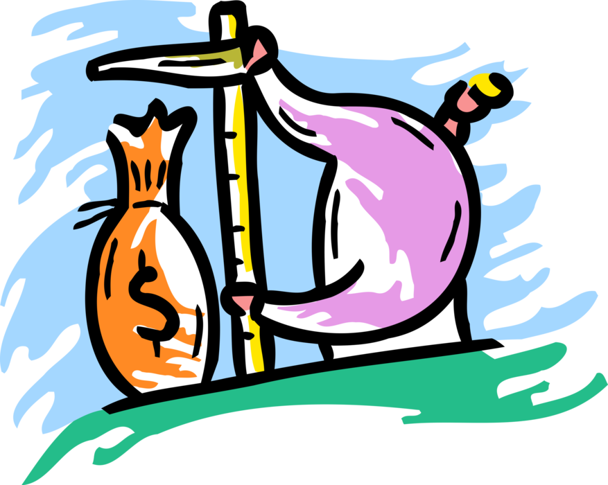 Vector Illustration of Measuring Cash Money Financial Investment with Moneybag, or Sack of Money