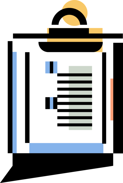 Vector Illustration of Wooden Clipboard Portable Writing Surface for Holding Paper in Place