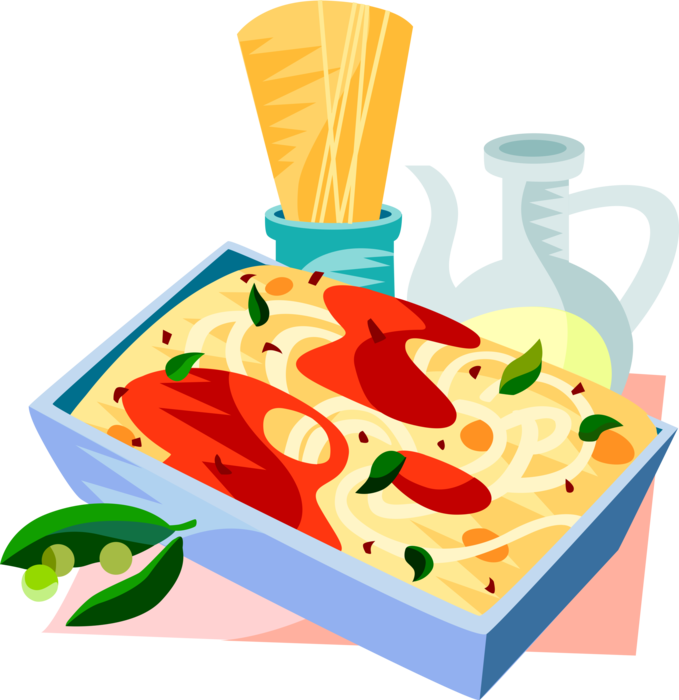Vector Illustration of European Italian Cuisine Spaghetti Pasta with Tomato Sauce