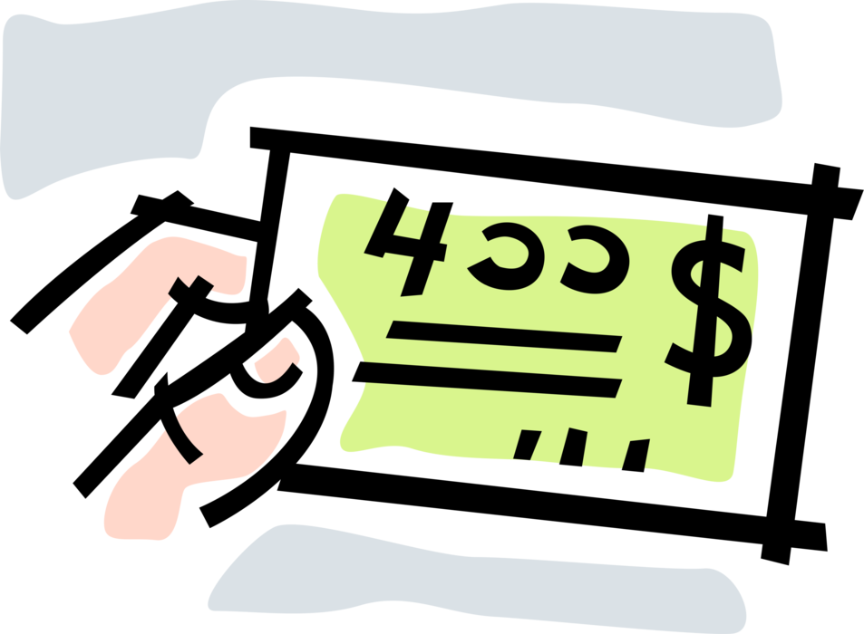 Vector Illustration of Hand Holds Cash Money Receipt with Dollar Sign