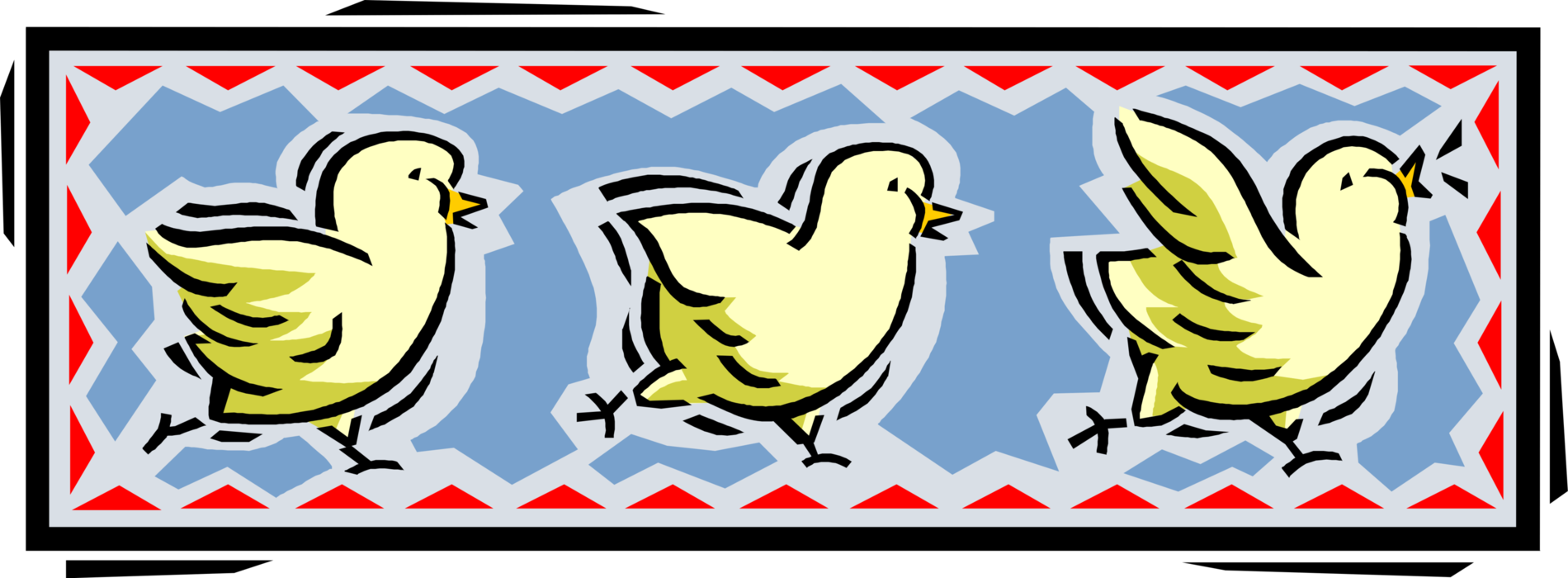 Vector Illustration of Newborn Infant Baby Yellow Chicken Chicks Decorative Banner