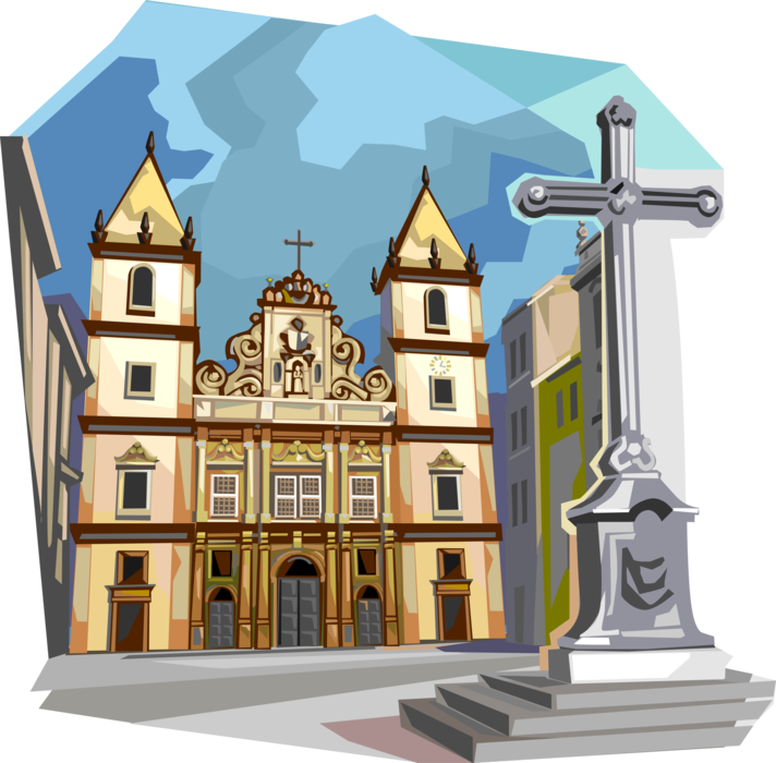 Vector Illustration of Brazilian Bahia Culture, Traditional Church