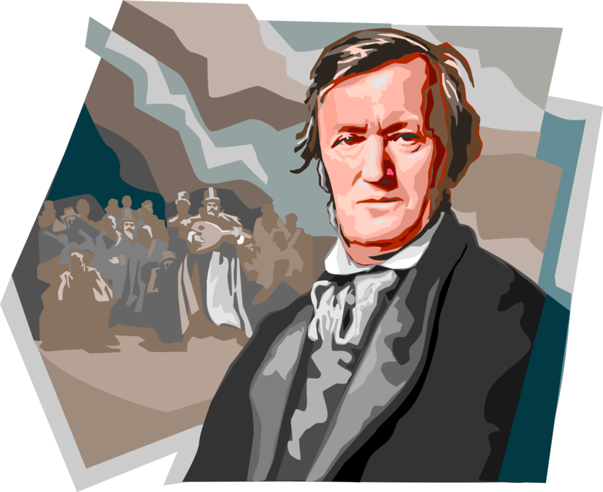 Vector Illustration of Wilhelm Richard Wagner, German Composer, Theatre Director, Polemicist, and Music Conductor