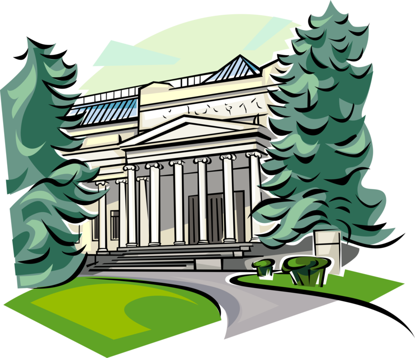 Vector Illustration of Pushkin Museum of Fine Arts, Moscow, Russia