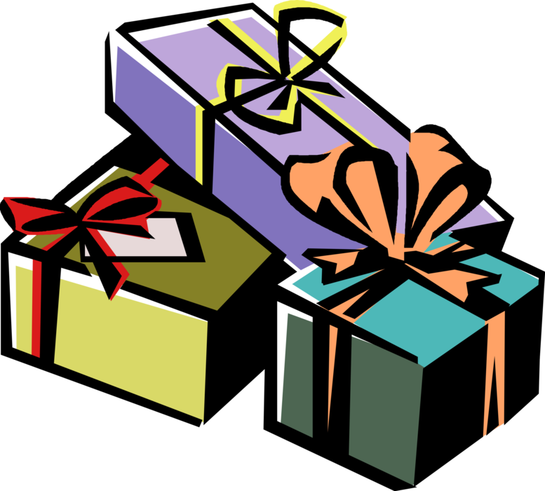 Vector Illustration of Holiday Festive Season Christmas Gift Wrapped Presents with Ribbons and Bows