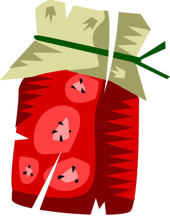 Vector Illustration of Homemade Strawberry Jam or Jelly Preserves in Jar