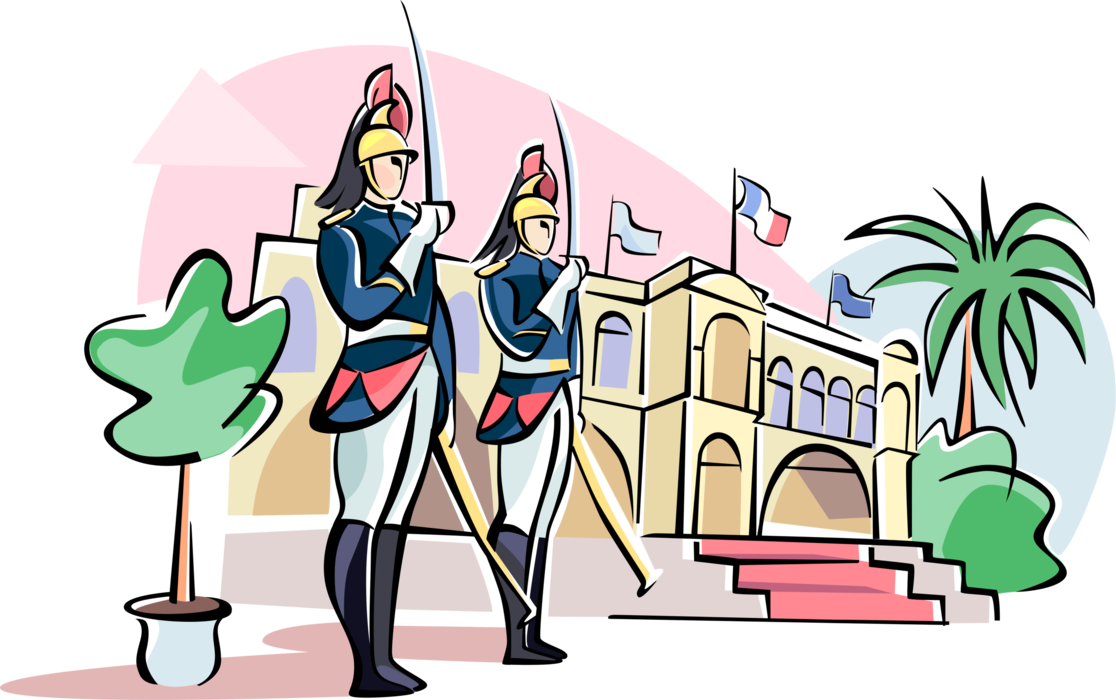 Vector Illustration of French Gendarmerie Republican Guard of Honor, Paris, France