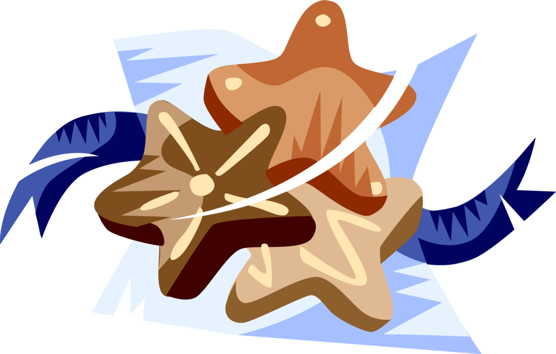 Vector Illustration of Holiday Season Christmas Baking Star-Shaped Baked Cookie Snack or Dessert