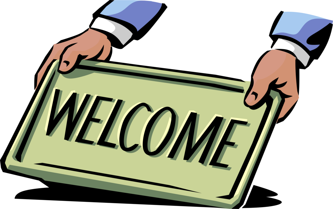 Vector Illustration of Retail Business Hands Lay Out Welcome Mat Greeting for Customers