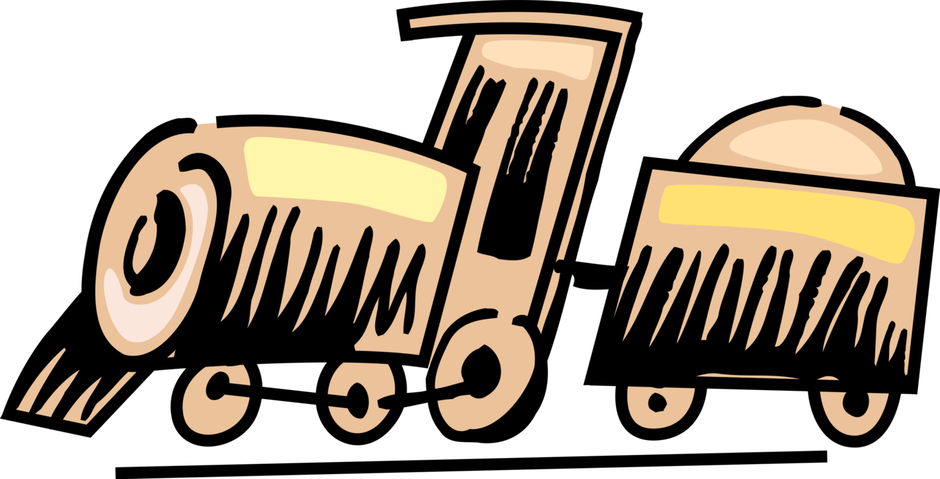 Vector Illustration of Railroad Rail Transport Speeding Locomotive Railway Train Engine