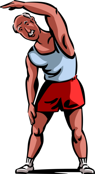 Vector Illustration of Retired Elderly Senior Citizen Stays Fit Through Physical Fitness Aerobics Exercise Workout