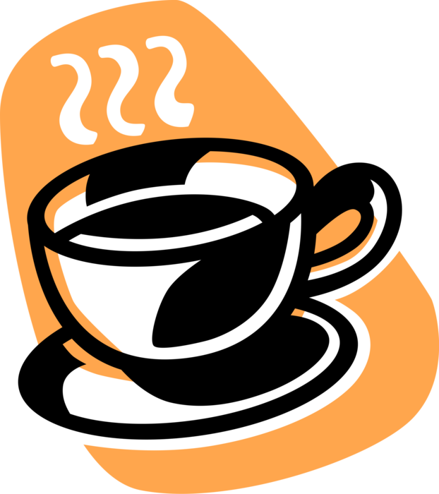 Vector Illustration of Cup of Hot Freshly Brewed Coffee Beverage Drink
