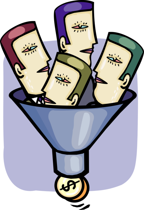 Vector Illustration of Human Resources Personnel Create Financial Value with Funnel