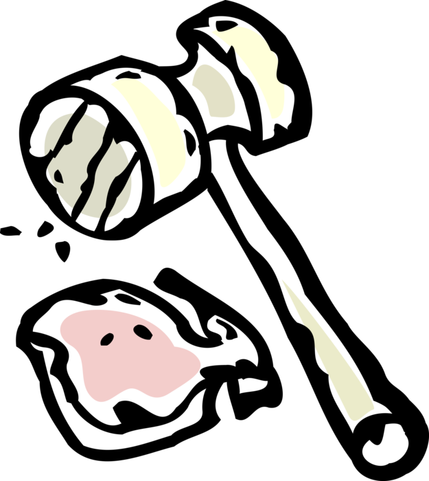Vector Illustration of Meat Tenderizer Meat Mallet to Tenderize Slabs of Meat in Preparation for Cooking