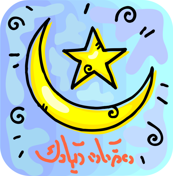 Vector Illustration of Star and Crescent Islamic Symbol of Islam and Ottoman Empire