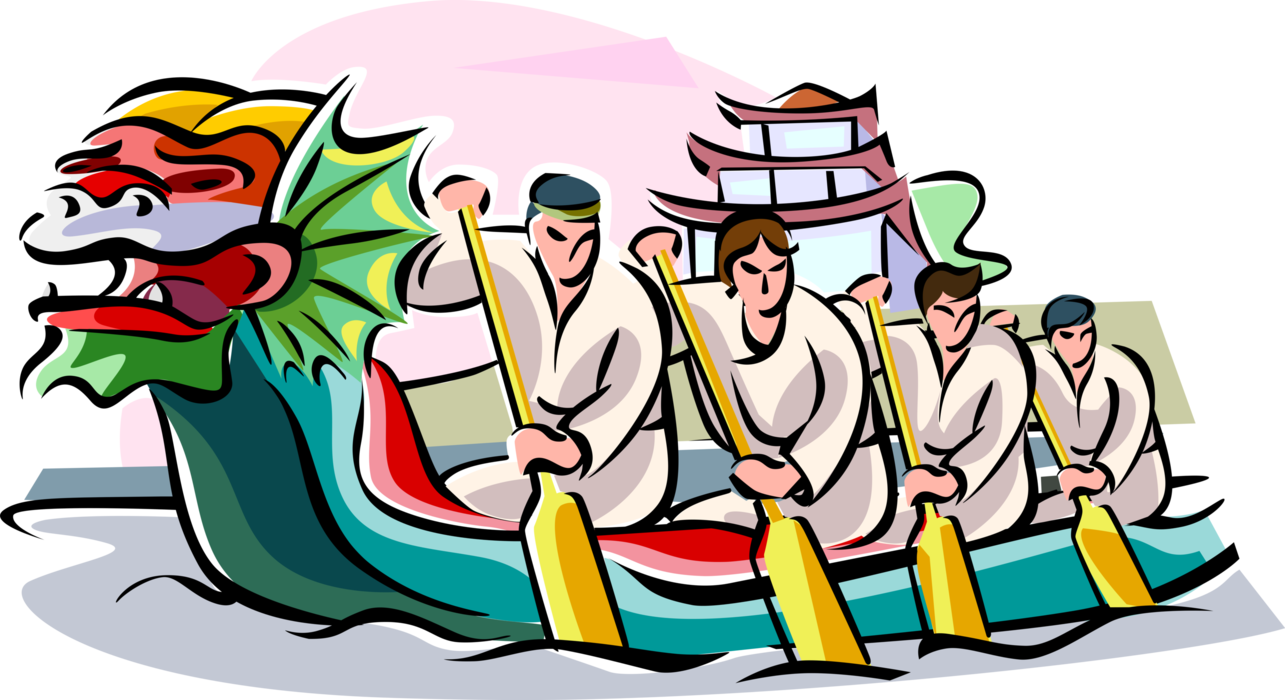 Vector Illustration of Dragon Boat Festival, Tuen Ng or Duanwu Festival Traditional Holiday in China