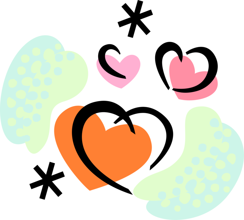 Vector Illustration of Romantic Love Hearts Express Passion and Commitment