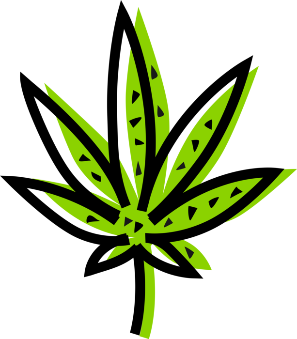 Vector Illustration of Cannabis, Dope, Ganja, Weed, Reefer, Herb, Hemp, Marijuana Drug Leaf