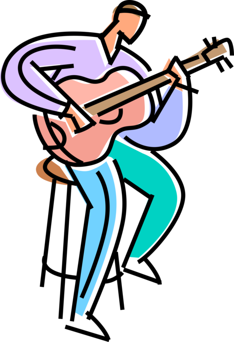 Vector Illustration of Classical Guitarist Musician Performs with Acoustic Guitar Musical Instrument