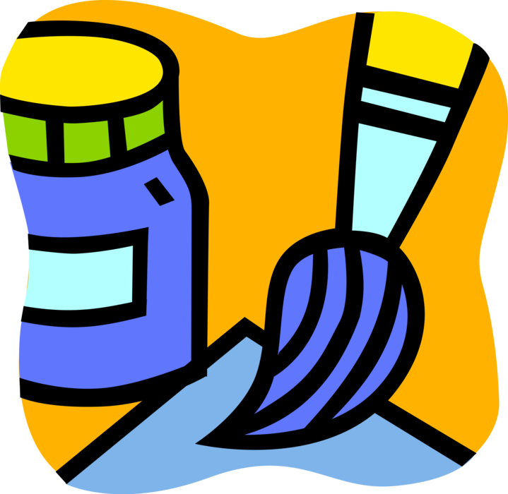 Vector Illustration of Visual Arts Artist's Paint and Paintbrush