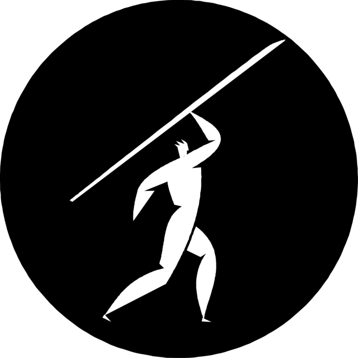 Vector Illustration of Track and Field Athletic Sport Contest Javelin Thrower in Competition Throws Javelin