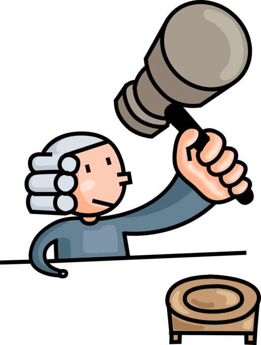 Vector Illustration of Law and Order Judicial Court Judge Hammers Gavel Ceremonial Mallet Ruling in Justice Legal Case