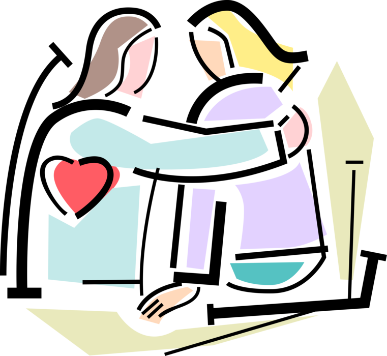Vector Illustration of Loving Friend Provides Affection, Companionship and Empathy