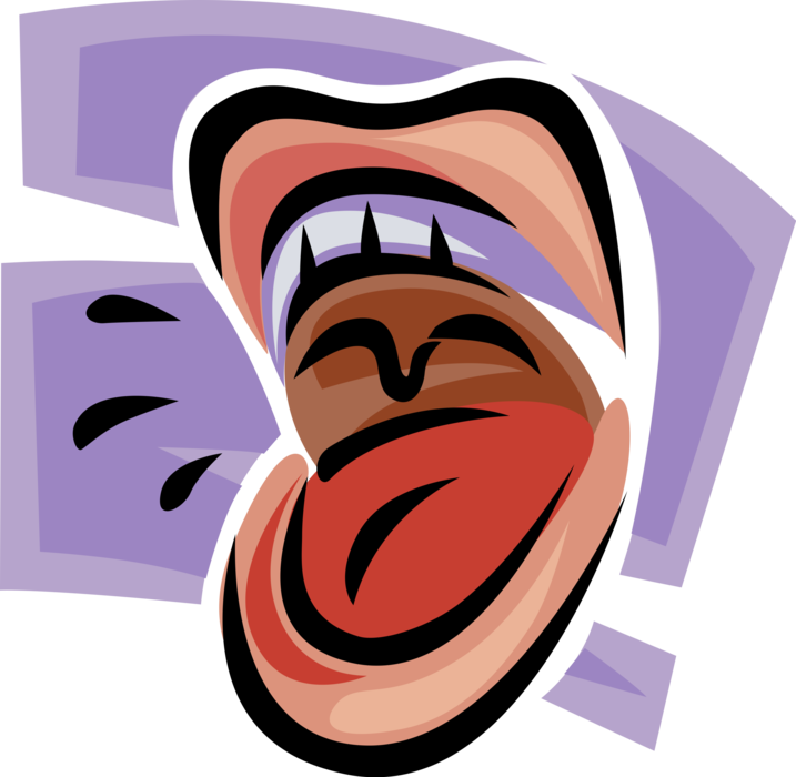 Vector Illustration of Open Mouth Screams Warning