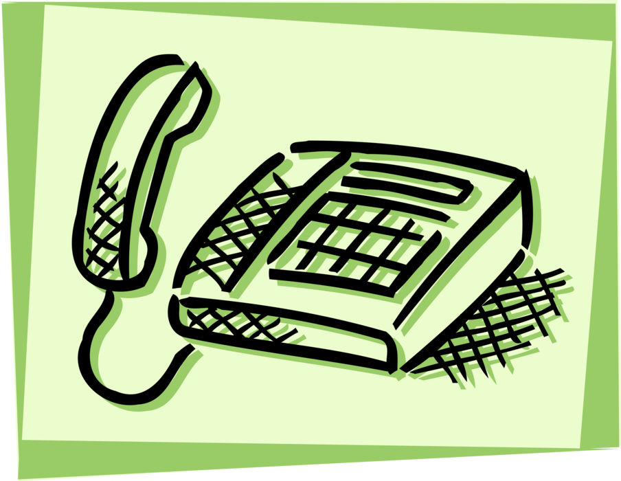Vector Illustration of Home Phone Telecommunications Device Telephone Enables Direct Conversation