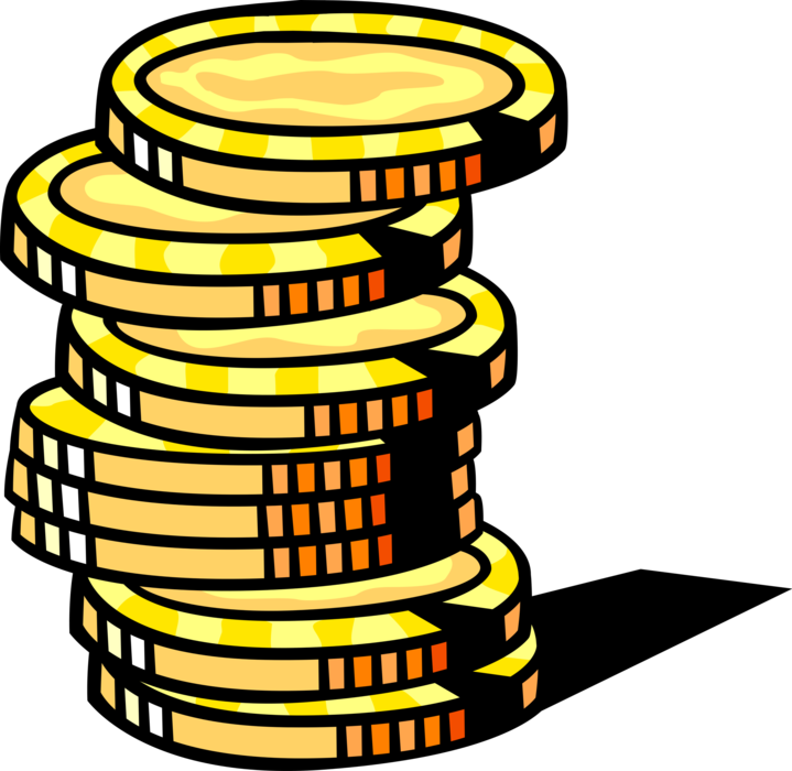 Vector Illustration of Stack of Cash Money Currency Coins