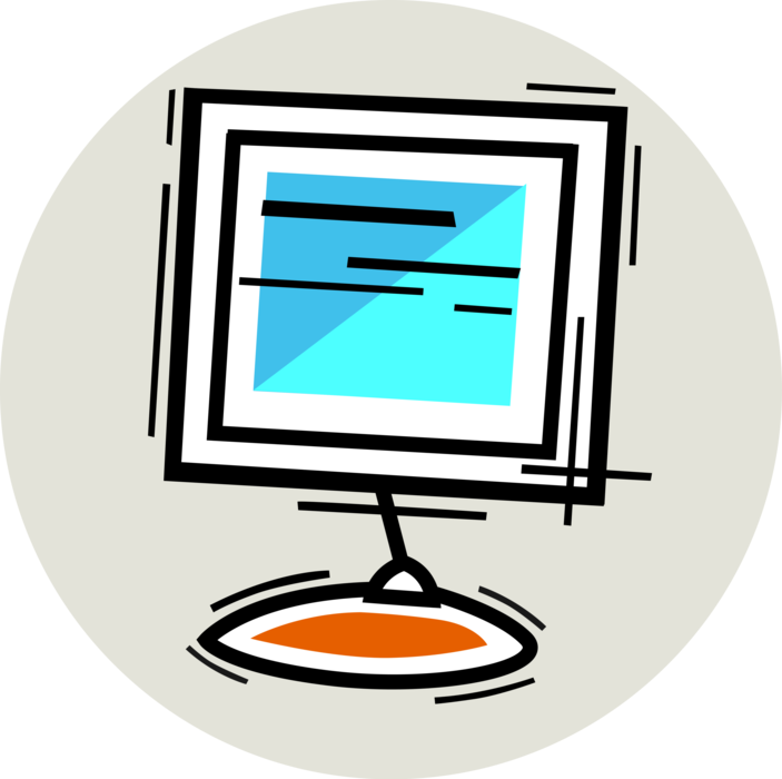 Vector Illustration of Personal Computer System Flat Screen Monitor Display
