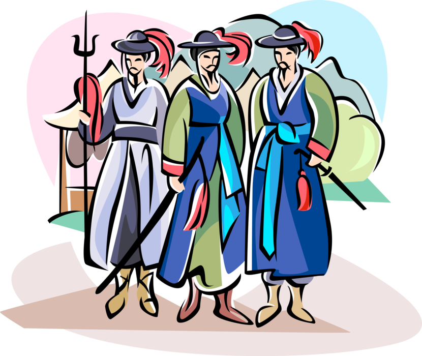 Vector Illustration of Traditional South Korean Military Uniform Choson Dynasty