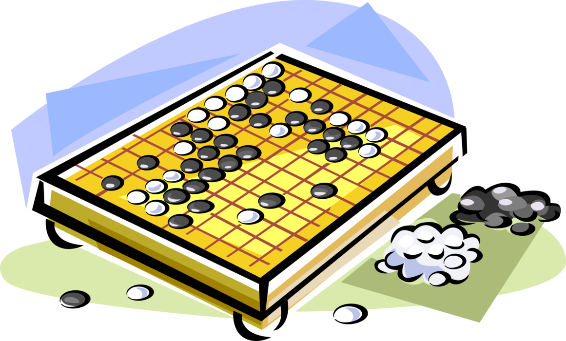Vector Illustration of Go Game Ancient Chinese Abstract Strategy Board Game 