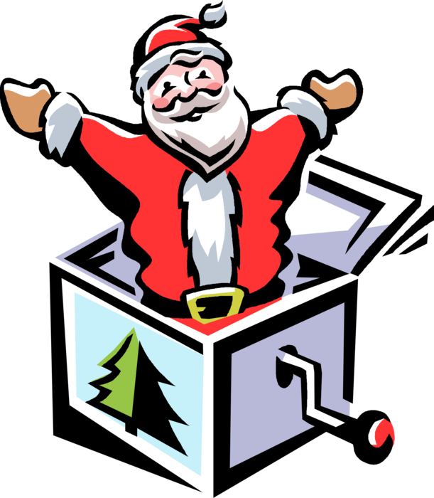 Vector Illustration of Santa Claus Jack-In-The-Box Toy
