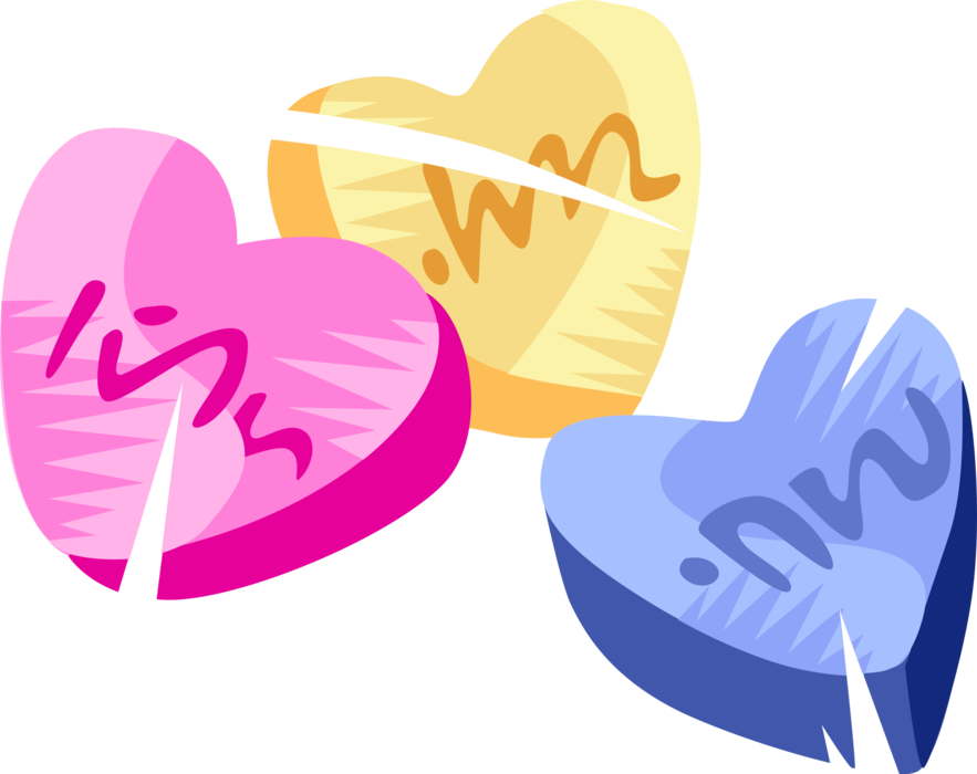Vector Illustration of Confectionery Candy Love Heart Candies